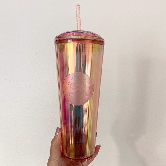 Starbucks pink rose gold unicorn chrome tumbler 24 oz Very Rare Limited Edition - Picture 1 of 3